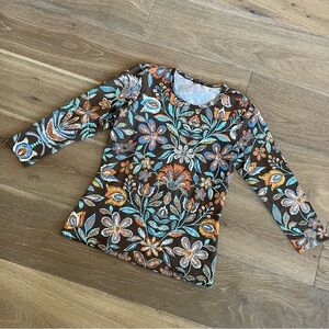 J. McLaughlin Signature Catalina Cloth Brown Floral Top